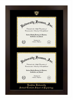 Yeshiva University Ferkauf Graduate School of Psychology Double Diploma Frame in Manhattan Espresso with Black & Gold Mats for document: 8 1/2"h x 11"w  , document: 8 1/2"h x 11"w  