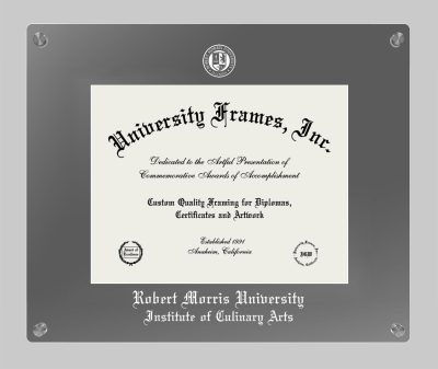 Robert Morris University (Chicago) Institute of Culinary Arts Lucent Clear-over-Smoke Frame in Lucent Smoke Moulding with Lucent Smoke Mat for document: 8 1/2"h x 11"w  