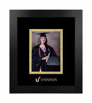 Unisinos 5 x 7 Portrait Frame in Manhattan Black with Black & Gold Mats