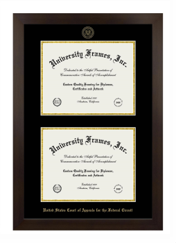 United States Court of Appeals for the Federal Circuit Double Diploma Frame in Manhattan Espresso with Black & Gold Mats for document: 8 1/2"h x 11"w  , document: 8 1/2"h x 11"w  
