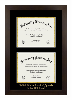 United States Court of Appeals for the Fifth Circuit Double Diploma Frame in Manhattan Espresso with Black & Gold Mats for document: 8 1/2"h x 11"w  , document: 8 1/2"h x 11"w  