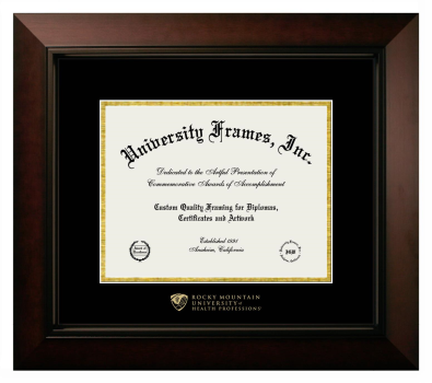 Rocky Mountain University of Health Professions Diploma Frame in Legacy Black Cherry with Black & Gold Mats for document: 8 1/2"h x 11"w  
