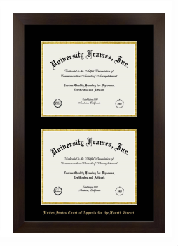 United States Court of Appeals for the Fourth Circuit Double Diploma Frame in Manhattan Espresso with Black & Gold Mats for document: 8 1/2"h x 11"w  , document: 8 1/2"h x 11"w  