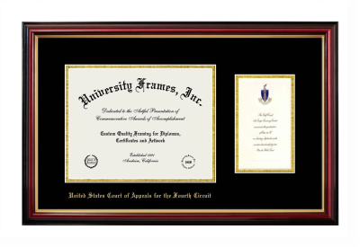 United States Court of Appeals for the Fourth Circuit Diploma with Announcement Frame in Petite Mahogany with Gold Trim with Black & Gold Mats for document: 8 1/2"h x 11"w  , diploma: 7"h x 4"w  