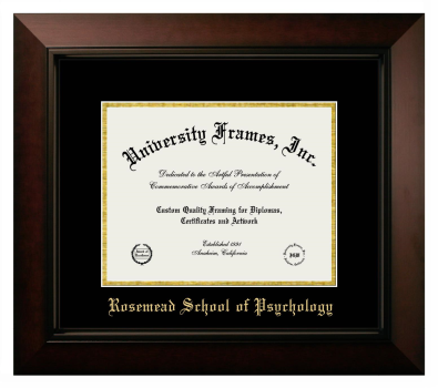 Rosemead School of Psychology Diploma Frame in Legacy Black Cherry with Black & Gold Mats for document: 8 1/2"h x 11"w  