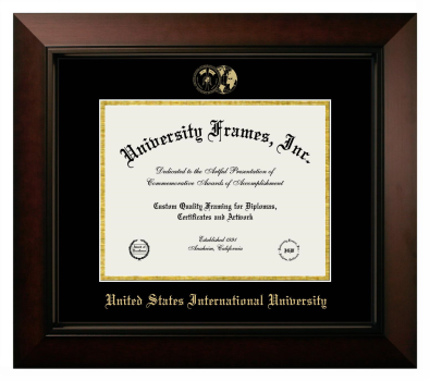 United States International University Diploma Frame in Legacy Black Cherry with Black & Gold Mats for document: 8 1/2"h x 11"w  