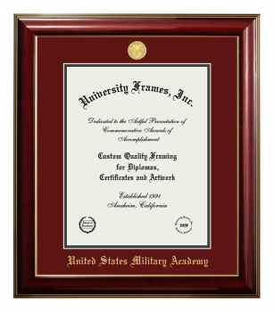 United States Military Academy (West Point) Diploma Frame in Classic Mahogany with Gold Trim with Maroon & Forest Green Mats for document: 14"h x 11"w  