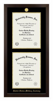 United States Military Academy (West Point) Double Diploma Frame in Manhattan Espresso with Black & Gold Mats for document: 14"h x 11"w  , document: 14"h x 11"w  