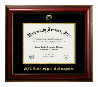 MIT Sloan School of Management Diploma Frame in Classic Mahogany with Gold Trim with Black & Gold Mats for document: 8 1/2"h x 11"w  