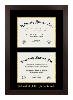 Universidad Militar Nueva Granada Double Diploma Frame in Manhattan Espresso with Black & Gold Mats for document: 8 1/2"h x 11"w  , document: 8 1/2"h x 11"w  