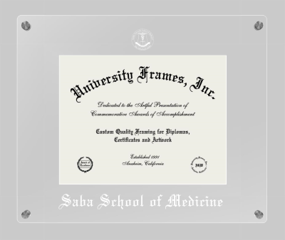 Saba School of Medicine Lucent Clear-over-Clear Frame in Lucent Clear Moulding with Lucent Clear Mat for document: 8 1/2"h x 11"w  