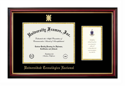 Universidad Tecnologica Nacional Diploma with Announcement Frame in Petite Mahogany with Gold Trim with Black & Gold Mats for document: 8 1/2"h x 11"w  , diploma: 7"h x 4"w  