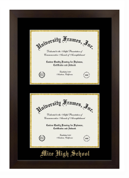 Mize High School Double Diploma Frame in Manhattan Espresso with Black & Gold Mats for document: 8 1/2"h x 11"w  , document: 8 1/2"h x 11"w  