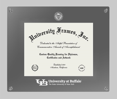 University at Buffalo The State University of New York Lucent Clear-over-Smoke Frame in Lucent Smoke Moulding with Lucent Smoke Mat for document: 8 1/2"h x 11"w  