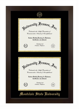 Montclair State University Double Diploma Frame in Manhattan Espresso with Black & Gold Mats for document: 8 1/2"h x 11"w  , document: 8 1/2"h x 11"w  