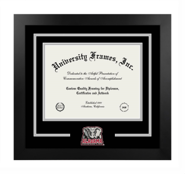 University of Alabama (Tuscaloosa)  Capstone College of Nursing Logo Mat Frame in Manhattan Black with Black & Gray Mats for document: 8 1/2"h x 11"w  