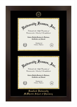 Samford University McWhorter School of Pharmacy Double Diploma Frame in Manhattan Espresso with Black & Gold Mats for document: 8 1/2"h x 11"w  , document: 8 1/2"h x 11"w  
