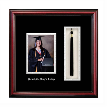 Mount St. Mary's College (California) 5 x 7 Portrait with Tassel Box Frame in Petite Cherry with Black & Silver Mats