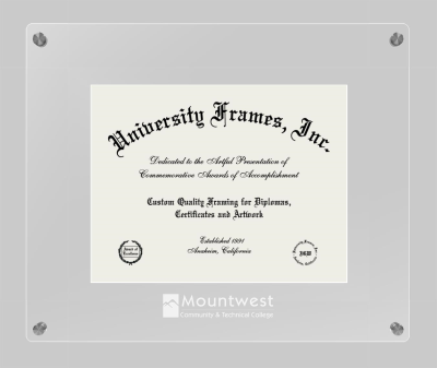 Mountwest Community & Technical College Lucent Clear-over-Clear Frame in Lucent Clear Moulding with Lucent Clear Mat for document: 8 1/2"h x 11"w  