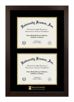 Mountwest Community & Technical College Double Diploma Frame in Manhattan Espresso with Black & Gold Mats for document: 8 1/2"h x 11"w  , document: 8 1/2"h x 11"w  