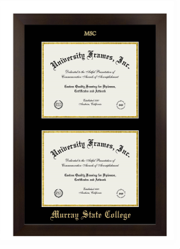 Murray State College Double Diploma Frame in Manhattan Espresso with Black & Gold Mats for document: 8 1/2"h x 11"w  , document: 8 1/2"h x 11"w  