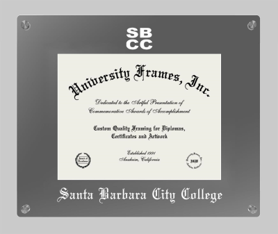 Santa Barbara City College Lucent Clear-over-Smoke Frame in Lucent Smoke Moulding with Lucent Smoke Mat for document: 8 1/2"h x 11"w  