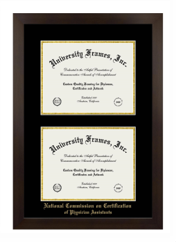 National Commission on Certification of Physician Assistants Double Diploma Frame in Manhattan Espresso with Black & Gold Mats for document: 8 1/2"h x 11"w  , document: 8 1/2"h x 11"w  