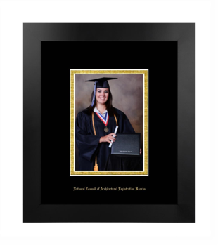 National Council of Architectural Registration Boards 5 x 7 Portrait Frame in Manhattan Black with Black & Gold Mats