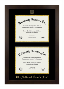 National Dean's List Double Diploma Frame in Manhattan Espresso with Black & Gold Mats for document: 8 1/2"h x 11"w  , document: 8 1/2"h x 11"w  