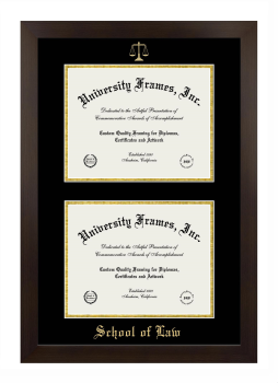 School of Law Double Diploma Frame in Manhattan Espresso with Black & Gold Mats for document: 8 1/2"h x 11"w  , document: 8 1/2"h x 11"w  