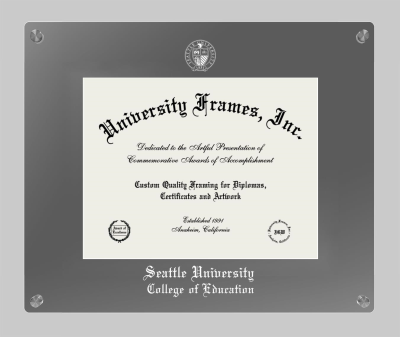 Seattle University College of Education Lucent Clear-over-Smoke Frame in Lucent Smoke Moulding with Lucent Smoke Mat for document: 8 1/2"h x 11"w  