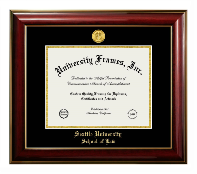 Seattle University School of Law Diploma Frame in Classic Mahogany with Gold Trim with Black & Gold Mats for document: 8 1/2"h x 11"w  
