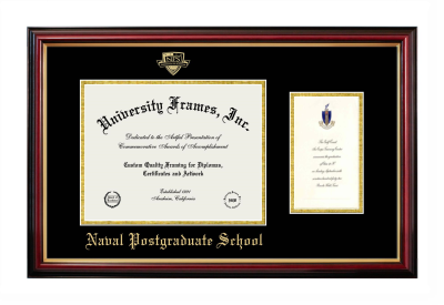 Naval Postgraduate School Diploma with Announcement Frame in Petite Mahogany with Gold Trim with Black & Gold Mats for document: 8 1/2"h x 11"w  , diploma: 7"h x 4"w  