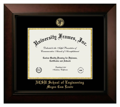 NCSU School of Engineering (Magna Cum Laude) Diploma Frame in Legacy Black Cherry with Black & Gold Mats for document: 8 1/2"h x 11"w  