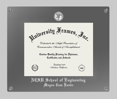 NCSU School of Engineering (Magna Cum Laude) Lucent Clear-over-Smoke Frame in Lucent Smoke Moulding with Lucent Smoke Mat for document: 8 1/2"h x 11"w  