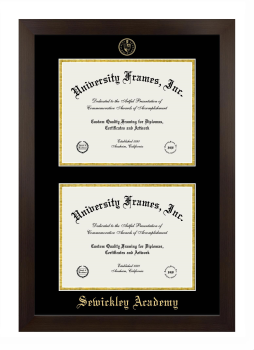 Sewickley Academy Double Diploma Frame in Manhattan Espresso with Black & Gold Mats for document: 8 1/2"h x 11"w  , document: 8 1/2"h x 11"w  