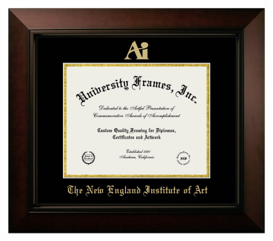 New England Institute of Art Diploma Frame in Legacy Black Cherry with Black & Gold Mats for document: 8 1/2"h x 11"w  