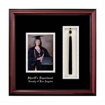 Sheriff's Department County of Los Angeles 5 x 7 Portrait with Tassel Box Frame in Petite Cherry with Black & Silver Mats