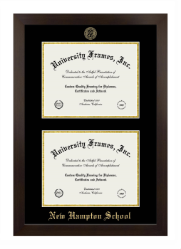 New Hampton School Double Diploma Frame in Manhattan Espresso with Black & Gold Mats for document: 8 1/2"h x 11"w  , document: 8 1/2"h x 11"w  
