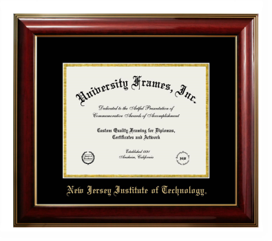 New Jersey Institute of Technology Diploma Frame in Classic Mahogany with Gold Trim with Black & Gold Mats for document: 8 1/2"h x 11"w  