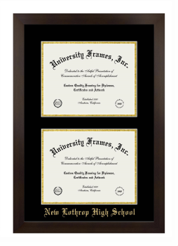 New Lothrop High School Double Diploma Frame in Manhattan Espresso with Black & Gold Mats for document: 8 1/2"h x 11"w  , document: 8 1/2"h x 11"w  