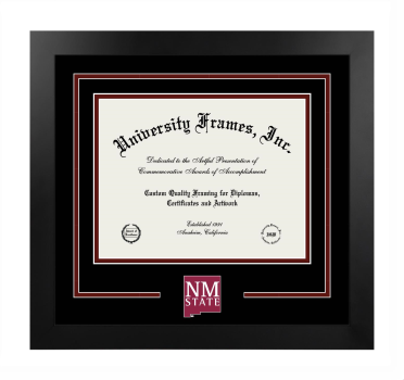 New Mexico State University School of Nursing Logo Mat Frame in Manhattan Black with Black & Maroon Mats for document: 8 1/2"h x 11"w  