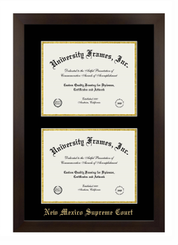 New Mexico Supreme Court Double Diploma Frame in Manhattan Espresso with Black & Gold Mats for document: 8 1/2"h x 11"w  , document: 8 1/2"h x 11"w  
