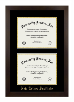 New Tribes Institute Double Diploma Frame in Manhattan Espresso with Black & Gold Mats for document: 8 1/2"h x 11"w  , document: 8 1/2"h x 11"w  