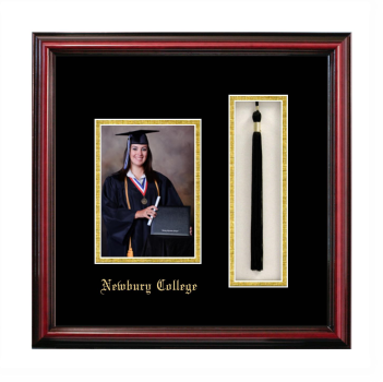 Newbury College 5 x 7 Portrait with Tassel Box Frame in Petite Cherry with Black & Gold Mats