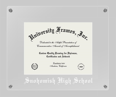 Snohomish High School Lucent Clear-over-Clear Frame in Lucent Clear Moulding with Lucent Clear Mat for document: 8 1/2"h x 11"w  