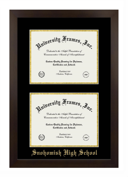 Snohomish High School Double Diploma Frame in Manhattan Espresso with Black & Gold Mats for document: 8 1/2"h x 11"w  , document: 8 1/2"h x 11"w  