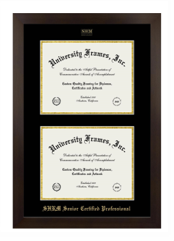 Society for Human Resource Management - Senior Certified Professional Double Diploma Frame in Manhattan Espresso with Black & Gold Mats for document: 8 1/2"h x 11"w  , document: 8 1/2"h x 11"w  