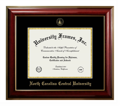 North Carolina Central University Diploma Frame in Classic Mahogany with Gold Trim with Black & Gold Mats for document: 8 1/2"h x 11"w  