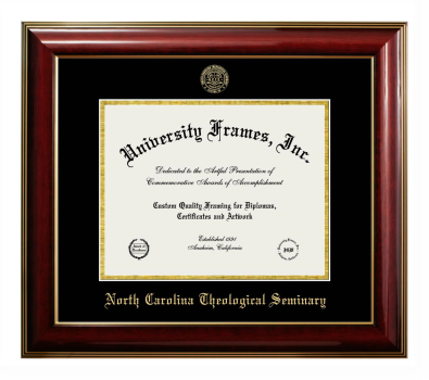 North Carolina Theological Seminary Diploma Frame in Classic Mahogany with Gold Trim with Black & Gold Mats for document: 8 1/2"h x 11"w  